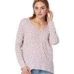 Imbracaminte Femei Lucky Brand Oversized V-Neck Waffle Thermal Top Pink Floral Print, Lucky Brand