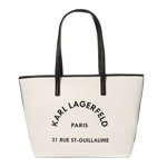 Poșetă shopper Karl Lagerfeld albă cu print negru 2061POSP3084A, KARL LAGERFELD