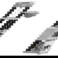 Ansamblu de joaca pentru pisici cu hamac si casuta, Gri deschis, 