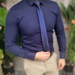 Cămașă bleumarin Score , slim fit - CR151, 