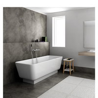 Cada de baie freestanding Bela cu baza alba, din marmura, 155 x 74 cm, Spatio