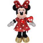 Jucarie plus Beanie Babies Disney Minnie cu sclipici si sunete, Ty, 20 cm, 