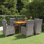 Set mobilier pentru gradina, 7 piese, gri