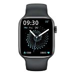 Smartwatch techstar® hw22 plus, ecran touch, ips 1.75 inch hd, bluetooth 5.2, dock magnetic, monitorizare tensiune, puls, temperatura, negru