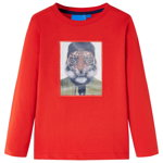 Tricou pentru copii cu mâneci lungi, roșu, 140, vidaXL