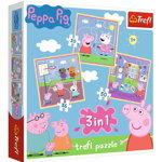 Trefl - Puzzle personaje Peppa pig Activitati scolare , Puzzle Copii , 3 in 1, piese 106, Multicolor