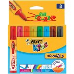 Set 8 markere de colorat lavabile si cu varf gros BIC Kids Decoralo, Multicolor