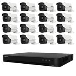 Sistem de supraveghere basic 16 Camere Hikvision 4 in 1, 8MP, lentila 3.6mm, IR 80m, DVR 16 canale 4K, Hikvision