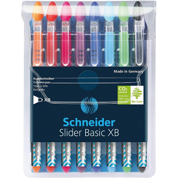 Pix SCHNEIDER Slider Basic XB, rubber grip, 8 culori/set - (BK,RE,BL,OG,VI,PK,LBL,LGR), Schneider