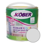 Email Kober Ecolux Kolor, pentru lemn/metal, interior/exterior, pe baza de apa, gri deschis lucios, 2.5 l, Kober