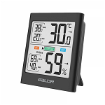 Termometru si higrometru de camera afisaj temperatura umiditate si indice de confort display LCD lumina de fundal negru, krasscom