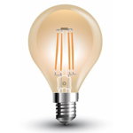 Bec cu filament LED, 4 W, 350 lm, 2200 K, soclu E14, lumina alb cald, forma P45