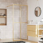 Paravan duș walk-in, auriu, 100x195 cm, sticlă ESG transparentă, Casa Practica