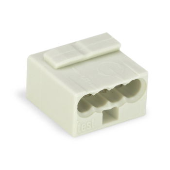 MICRO PUSH WIRE® connector for junction boxes; for solid conductors; 0.8 mm Ø; 4-conductor; light gray housing; light gray cover; Surrounding air temperature: max 60°C; light gray, Wago