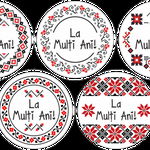 Set 4 role etichete autocolante personalizate, "La multi ani!, diametru 40 mm, 1000 buc/rola