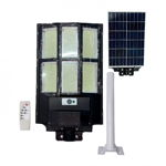 Lampa solara stradala tripla cu telecomanda si panou solar incorporat, 1000W, 6 cadrane, Tenq.ro