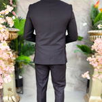 Costum de barbati negru cu butoni aurii: Sacou, Vesta si Pantalon - C4175, 