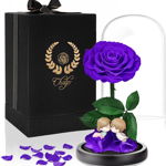 Cupola cu trandafir Chalpr, lemn/sticla, violet/verde/negru, 22 x 14 cm