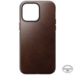 Carcasa din piele naturala NOMAD Modern Leather MagSafe compatibila cu iPhone 14 Pro Max Brown, NOMAD