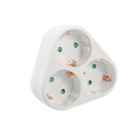 Triplu Stecher Schuko Max 3500W 16A Protectie Copii 3 Prize Schuko 1 Stecher Schuko Alb, Spacer