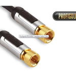 Cablu antena profesional Profigold PROV9007 F-connector placat cu aur 24K tata 7.50 m negru, Profigold