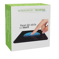 Intrerupator Touch Techstar®, Sticla Securizata, Design Modern, Iluminare LED, 1 Faza, Alb, Techstar