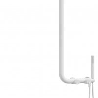 Set de dus cu baterie termostatata alb, brat dus, 3 functii, Deante Silia