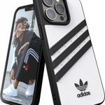 Husa de protectie pentru iPhone 13/ 13 Pro adidas, piele, alb/negru