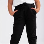 Pantaloni negri pentru copii din bumbac cu siret si buzunare 12 ani (141-151 cm), 