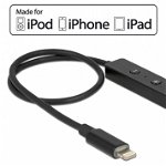 Adaptor audio iPhone 7 Lightning MFI la jack stereo 3.5mm T-M cu remote control, Delock 65834