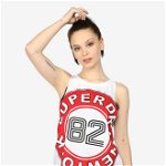 Top alb cu print si decolteu rotund pentru femei - Superdry , Superdry