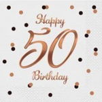 Șervețele GoDan B&C Happy 50 Birthday alb 33x33 20buc, GoDan