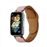 Curea pentru bratara fitness Huawei Band 7 din piele cu telescop Quick Release roz, krasscom