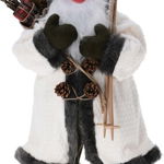 Decoratiune Santa w presents and ski sticks, 37x28x80 cm, plus, crem, Excellent Houseware