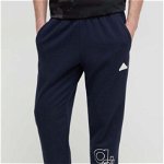 adidas pantaloni de trening culoarea bleumarin, cu imprimeu IS2012, adidas