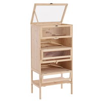 PawHut Cusca pentru Rozitori si Hamsteri cu 4 Rafturi cu Acoperis Trapa in Lemn 60x40x120cm | Aosom Romania, PawHut
