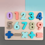 Puzzle lemn cu Cifre 0 - 9, operatiuni matematice, Pastel