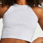 RIVER ISLAND, Top crop cu decolteu halter, Gri deschis melange, 6