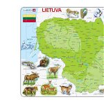 Puzzle Larsen - Physical Map of Lithuania, 60 piese (K47-LT), Larsen