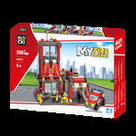 Set cuburi constructie MyFireBrigade Statie de pompieri, 300 piese, Blocki