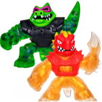 Set Doua Figurine Heroes of Goo Jit Zu Golden Blazagon si Rock Jaw