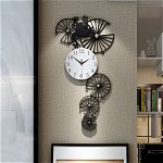 Ceas de perete, stil elegant, Metal, mecanism Silentios, D4198, 46x90 cm, Negru/Alb