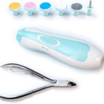 Set unghiera electrica pentru bebelusi FLOPOX, LED, baterii, albastru/alb, 11 cm