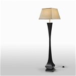 Lampa de podea din Lemn si Textil Negru/Bej L43xH172cm Deco