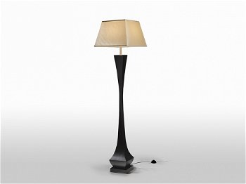 Lampa de podea din Lemn si Textil Negru/Bej L43xH172cm Deco