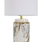 Veioză alb-auriu din ceramică cu abajur textil (înălțime 48 cm) Glam Abstract – Mauro Ferretti, Mauro Ferretti