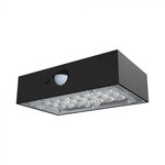 Aplica LED solara de perete 3W cu senzor PIR corp negru CCT IP65, V-Tac