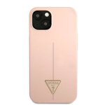 Husa Guess GUHCP13MSLTGP compatibila cu iPhone 13, Silicone Triangle Logo, Roz