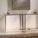 Consola din Sticla securizata si Metal transparent/Auriu Aurea L150xH75cm