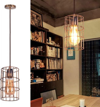Lustra tip pendul TWSXTE, metal, maro, 110 x 11 cm, E27